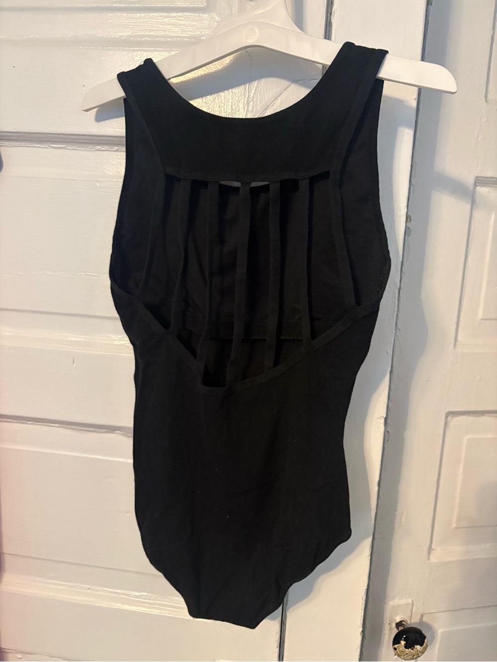 Black strappy back dance leotard M